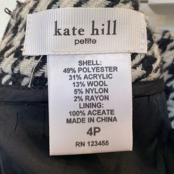 Kate Hill Houndstooth Wool Blend Pencil Skirt Women's 4P - Picture 4 of 5
